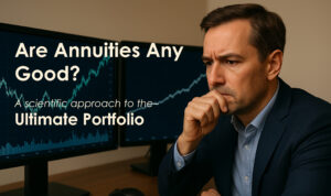 Alpha Portfolio evaluator analyzing stock charts on dual monitors for long-term investment strategy